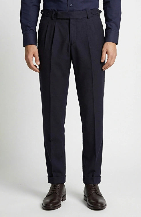 MEN'S Navy Linen Blend Comfort Trousers