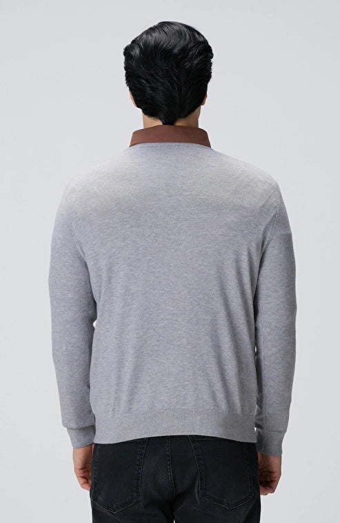 MEN'S Gray Melange Knitwear Sweater
