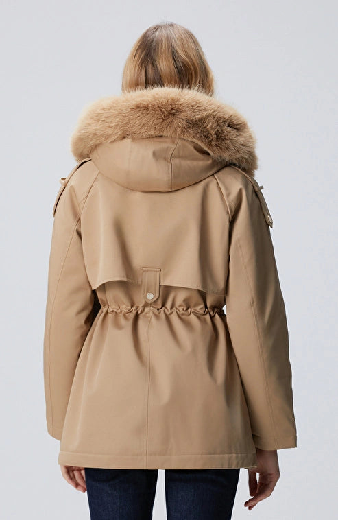 WOMEN'S Beige Hooded Coat