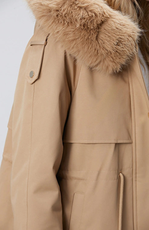 WOMEN'S Beige Hooded Coat