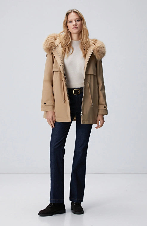 WOMEN'S Beige Hooded Coat