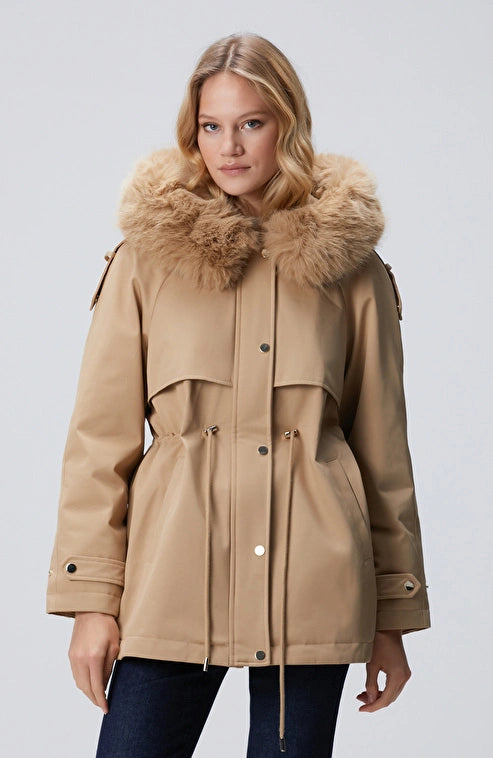 WOMEN'S Beige Hooded Coat