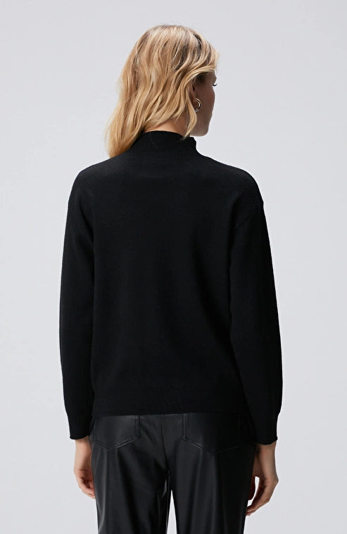 WOMEN'S Black Stand Collar Knitwear Sweater