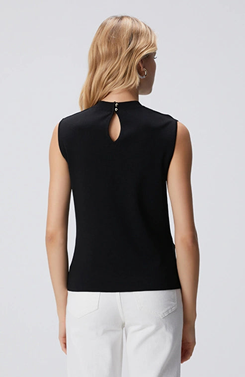 WOMEN'S Black Sleeveless Basic Knit Sweater