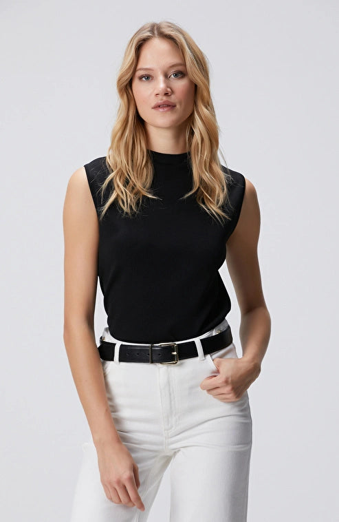 WOMEN'S Black Sleeveless Basic Knit Sweater