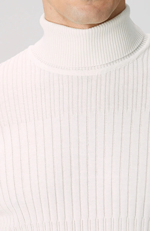 MEN'S Off-White Turtleneck Knit Sweater