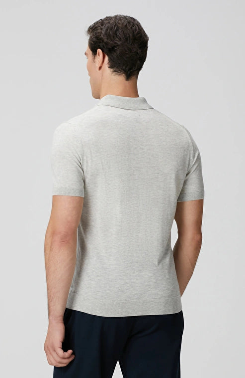 MEN'S Gray Melange Polo Neck Knitwear Sweater