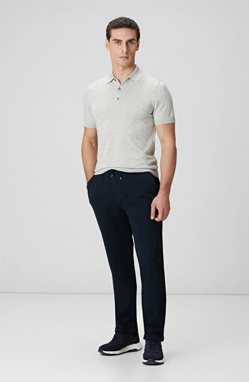 MEN'S Gray Melange Polo Neck Knitwear Sweater