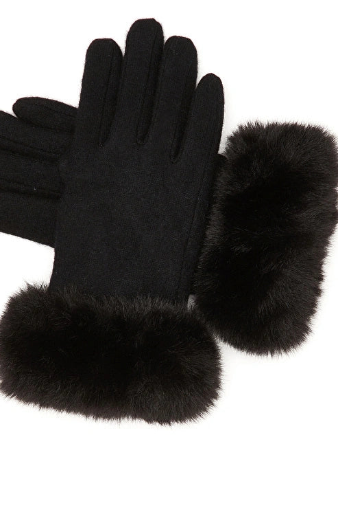 WOMEN'S Black  Wool Blend Gloves