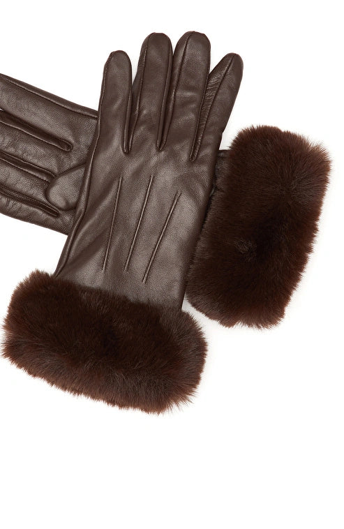 WOMEN'S Brown Leather Blend Gloves