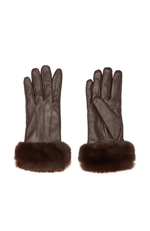 WOMEN'S Brown Leather Blend Gloves
