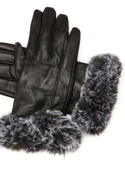 WOMEN'S Black Leather Blend Gloves