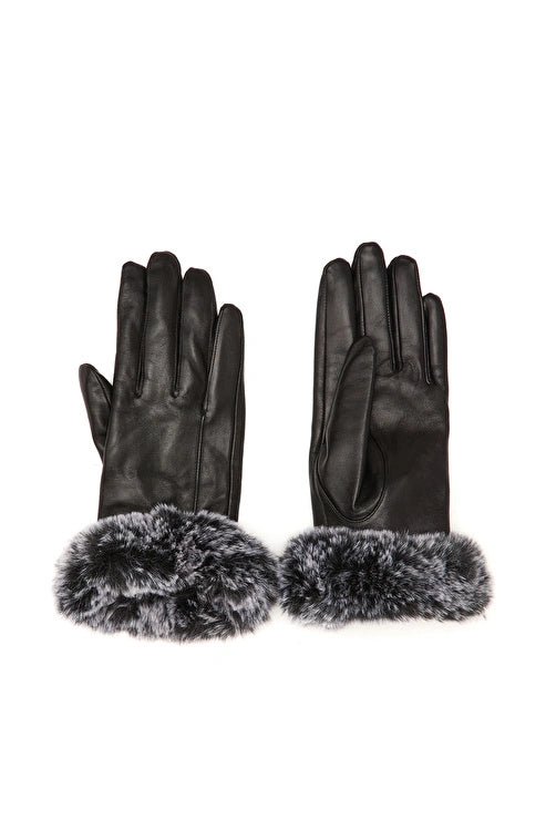 WOMEN'S Black Leather Blend Gloves