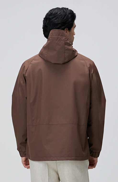 MEN'S Brown Hooded Thin Jacket