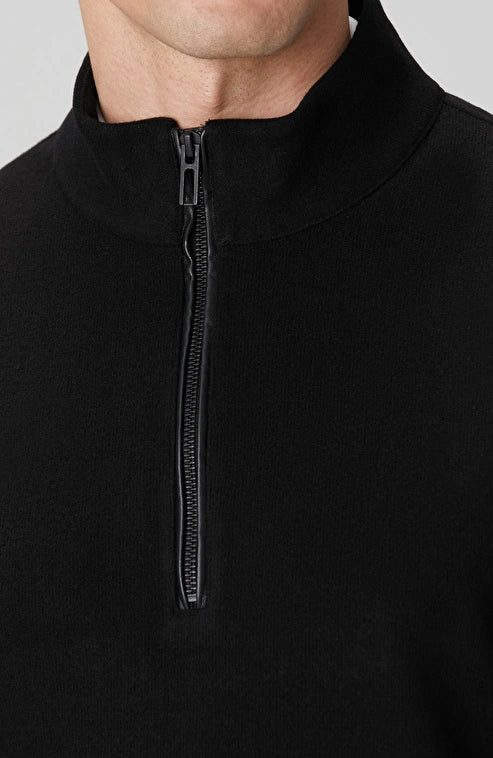 MEN'S Black Stand Collar Zippered Sweatshirt