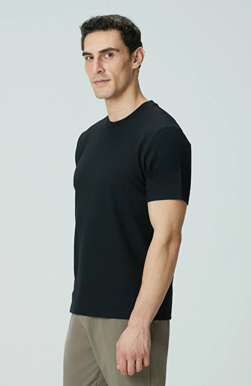 MEN'S Black Crew Neck Jacquard T-shirt