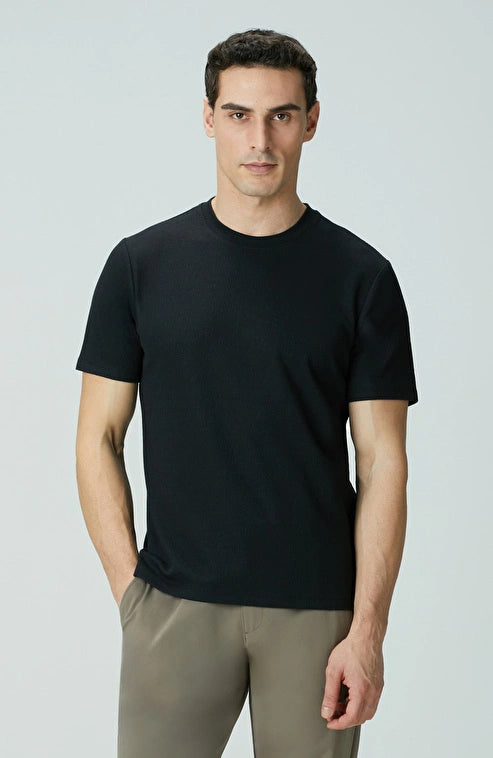 MEN'S Black Crew Neck Jacquard T-shirt