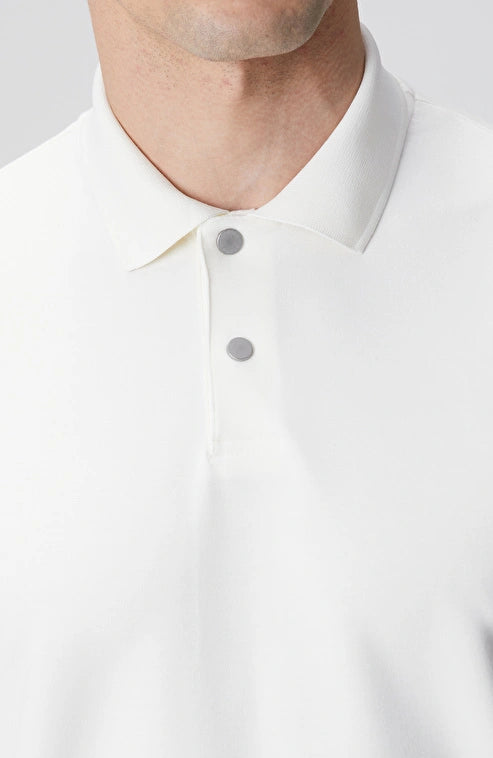 MEN'S Off-White Polo Collar Snap Button Sweatshirt