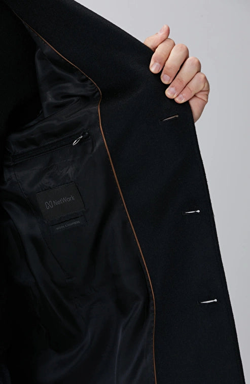 MEN'S Black Cashmere Blend Coat