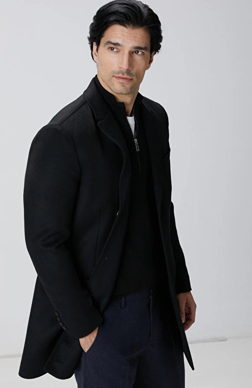 MEN'S Black Cashmere Blend Coat