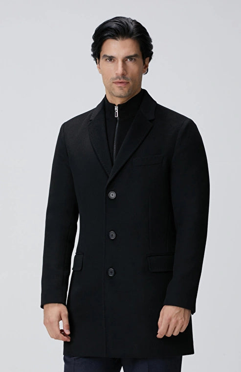 MEN'S Black Cashmere Blend Coat