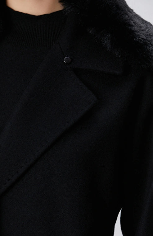 WOMEN'S Black Cashmere and Wool Blend Coat