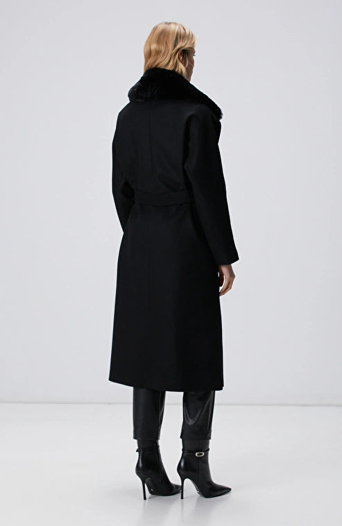WOMEN'S Black Cashmere and Wool Blend Coat