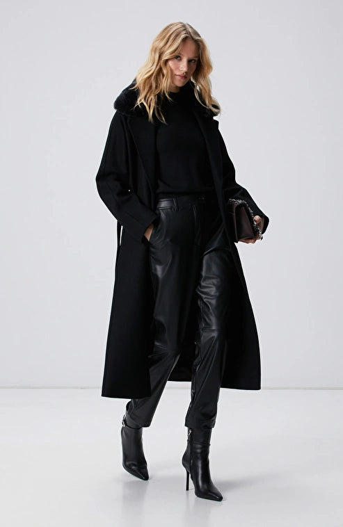 WOMEN'S Black Cashmere and Wool Blend Coat