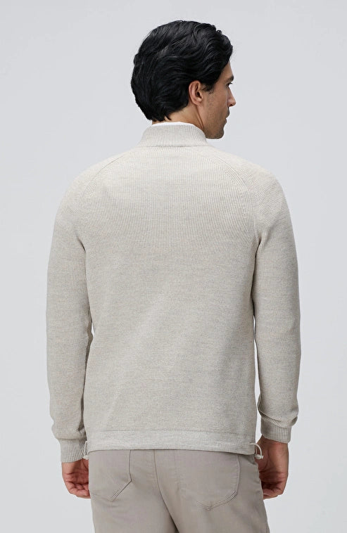 MEN'S Beige Melange Wool Blend Sweater