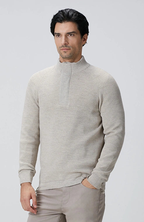 MEN'S Beige Melange Wool Blend Sweater