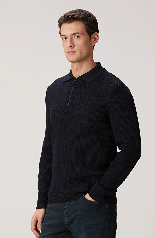 MEN'S Navy Blue Wool Blend Sweater