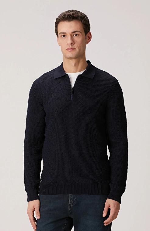 MEN'S Navy Blue Wool Blend Sweater