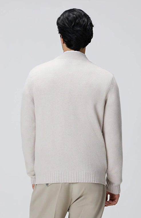 MEN'S Limited Beige Melange Wool Cashmere Blend Cardigan