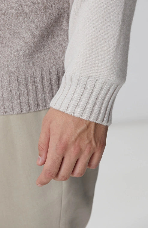 MEN'S Limited Beige Melange Wool Cashmere Blend Cardigan