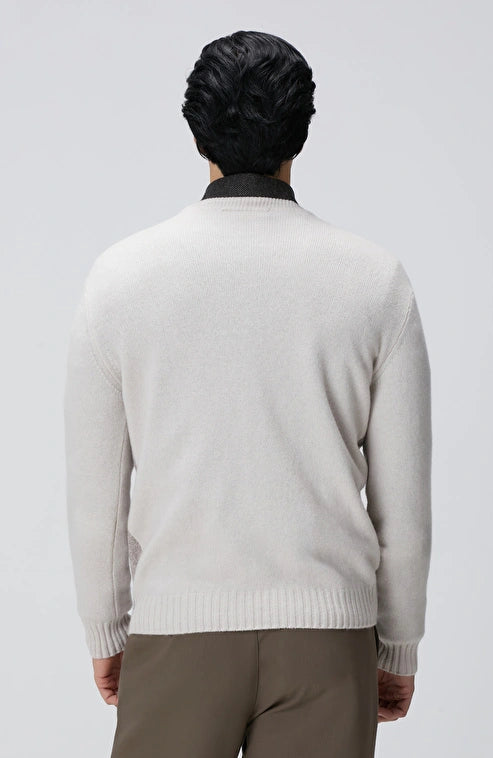 MEN'S Limited Beige Melange Wool Cashmere Blend Knitwear Sweater