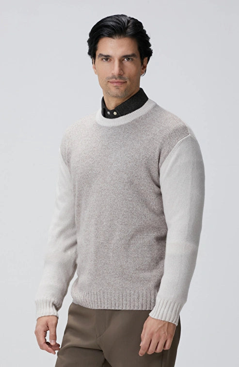 MEN'S Limited Beige Melange Wool Cashmere Blend Knitwear Sweater