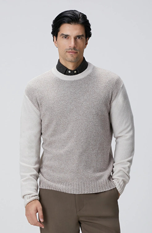 MEN'S Limited Beige Melange Wool Cashmere Blend Knitwear Sweater