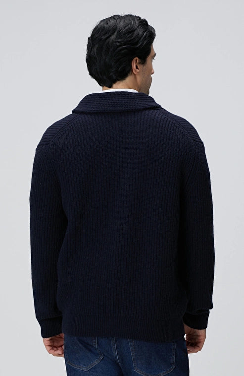 MEN'S Navy Blue Selanik Knitted Sweater Cardigan