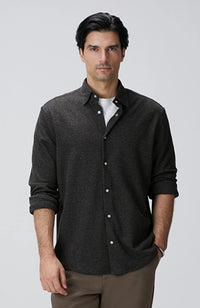 MEN'S Brown Wool Blend Knitted Shirt