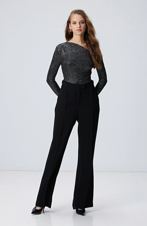 WOMEN'S Black Glitter Knitted Blouse