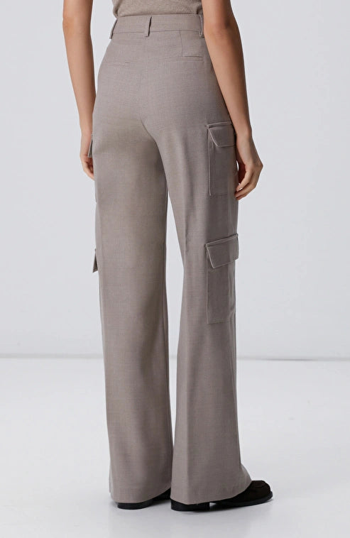 WOMEN'S Beige Wool Blend Trousers