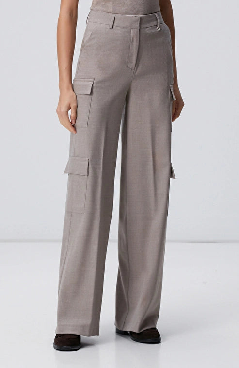 WOMEN'S Beige Wool Blend Trousers