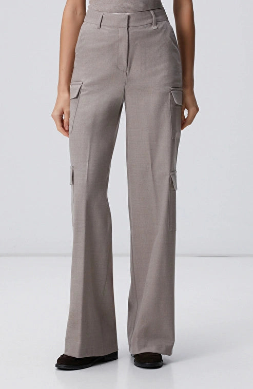 WOMEN'S Beige Wool Blend Trousers