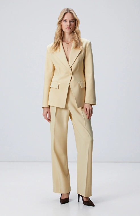 WOMEN'S Yellow Wool Blend Trousers