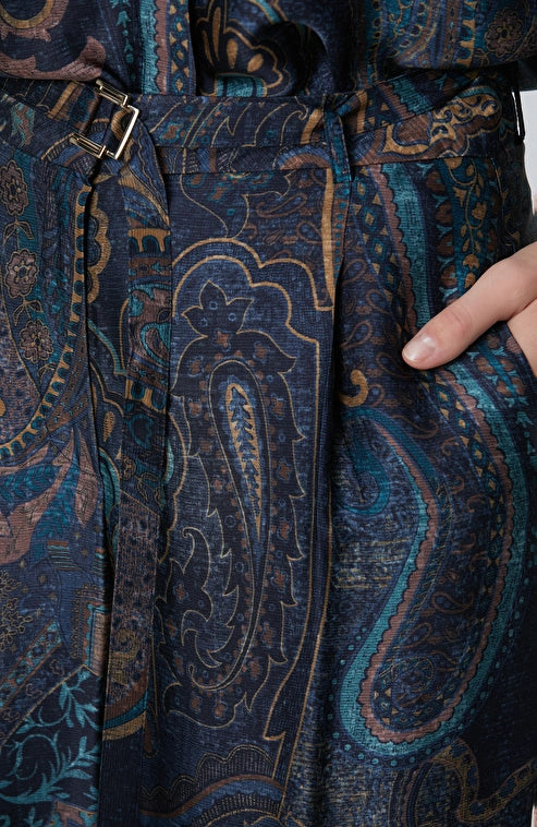 WOMEN'S Petrol Patterned Trousers