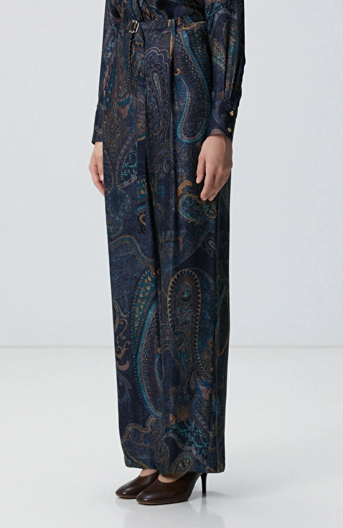 WOMEN'S Petrol Patterned Trousers