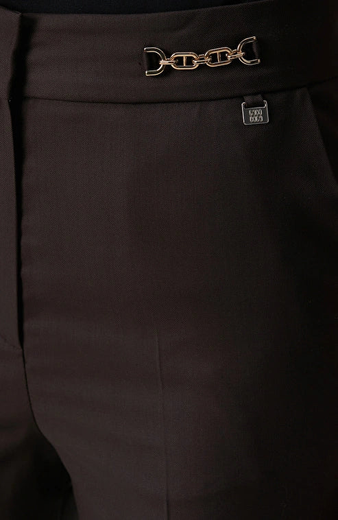 WOMEN'S Bitter Brown Wool Blend Trousers