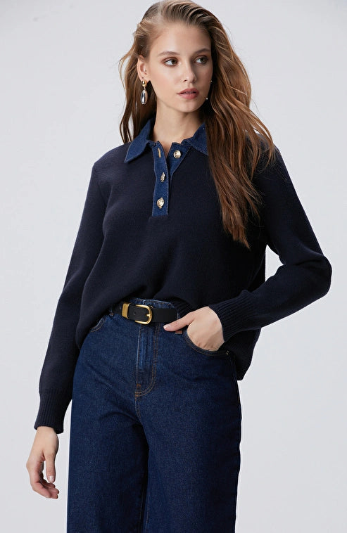 WOMEN'S Navy Blue Knit Sweater
