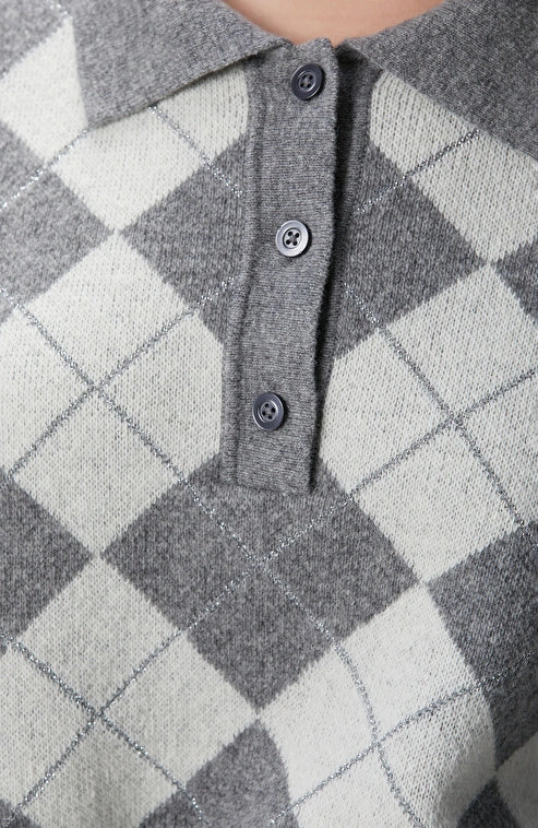 WOMEN'S Gray Melange Patterned Sweater