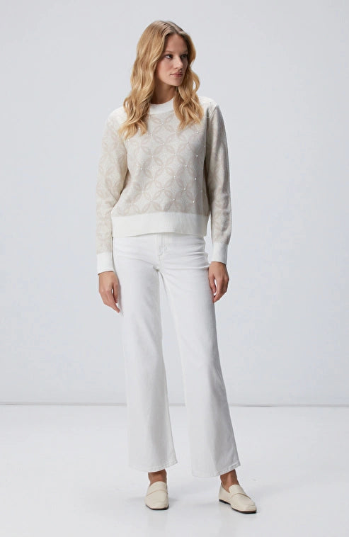 WOMEN'S Off-White Glittery Knit Sweater